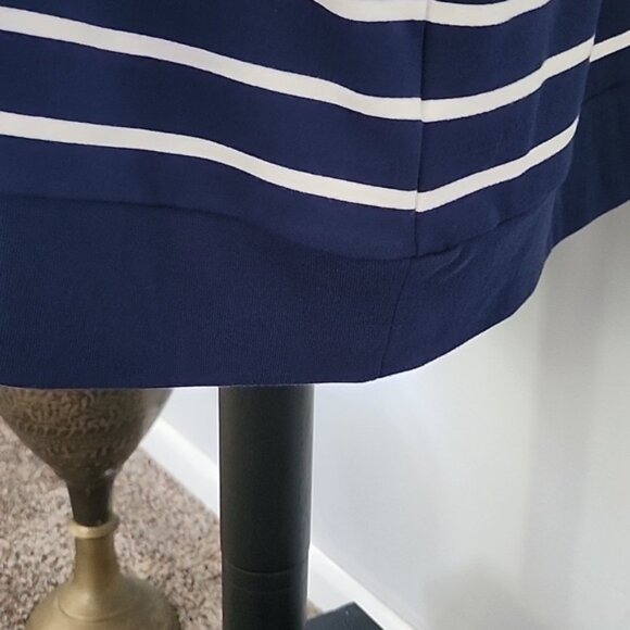 J. Crew Factory Navy and Antique White Striped Eyelet Ruffle Trim Sweatshirt NWT - Picture 8 of 12